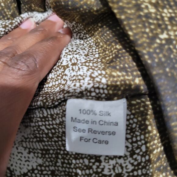 Parker Silk Print Mini Dress Brown Stripe Tassels Long Sleeve Tiered Size Small - Picture 9 of 15